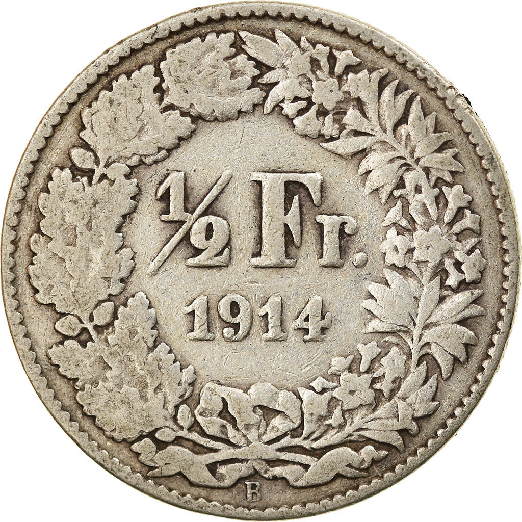 Coin, Switzerland, 1/2 Franc, 1914, Bern, VF(30-35), Silver, KM:23