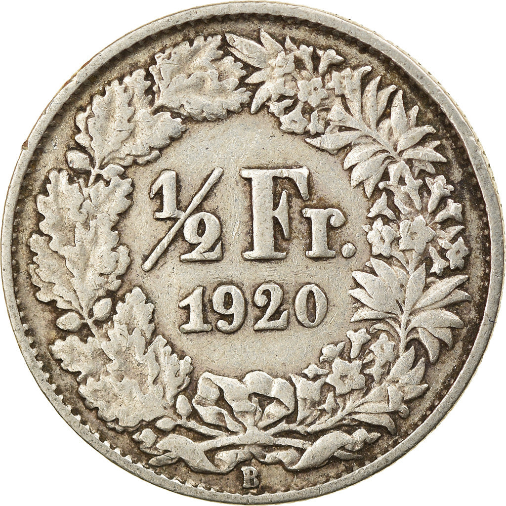 Moneda, Suiza, 1/2 Franc, 1920, Bern, BC+, Plata, KM:23