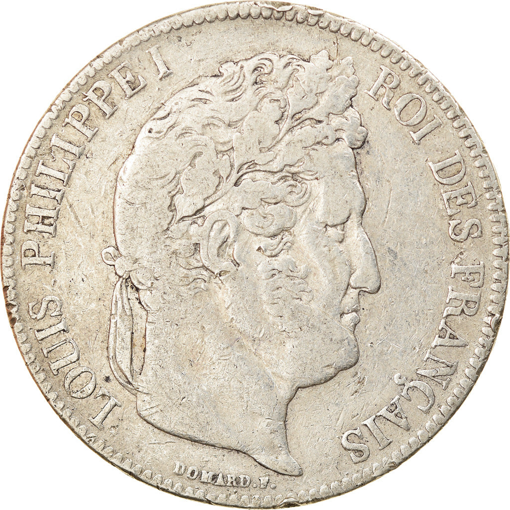 Moneda, Francia, Louis-Philippe, 5 Francs, 1838, Strasbourg, MBC, Plata