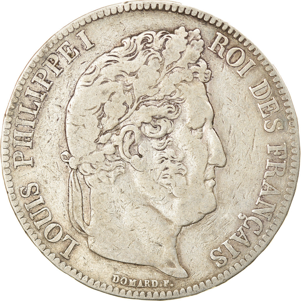Moneda, Francia, Louis-Philippe, 5 Francs, 1839, Lille, BC+, Plata, KM:749.13