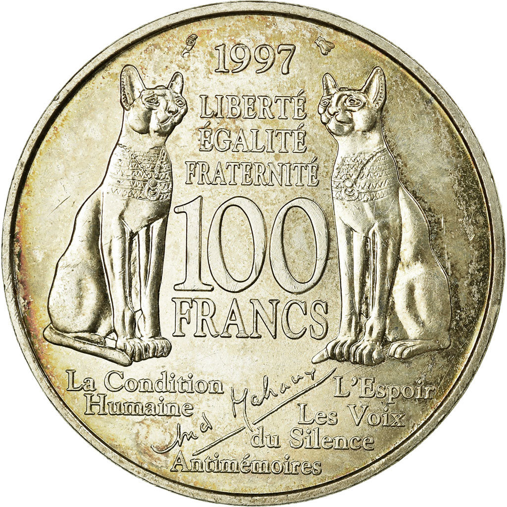 Coin, France, André Malraux, 100 Francs, 1997, MS(63), Silver, KM:1188