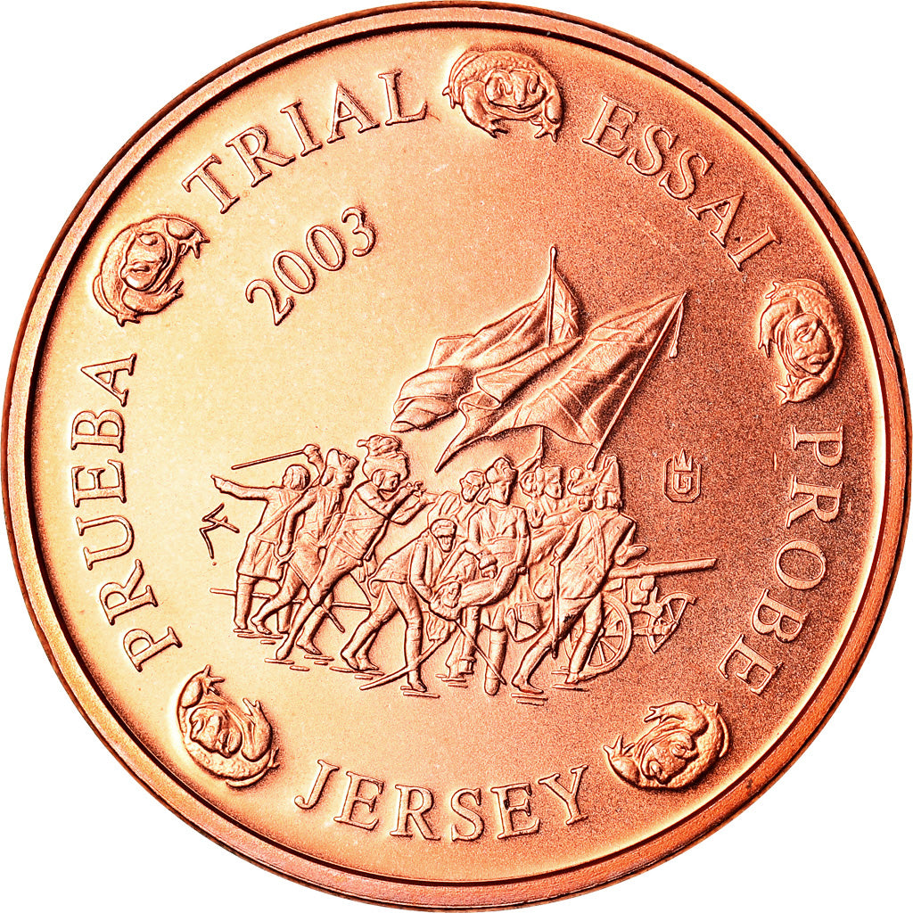 Jersey, Medaille, 2 C, Essai Trial, 2003, Exonumia, STGL, Copper Plated Steel