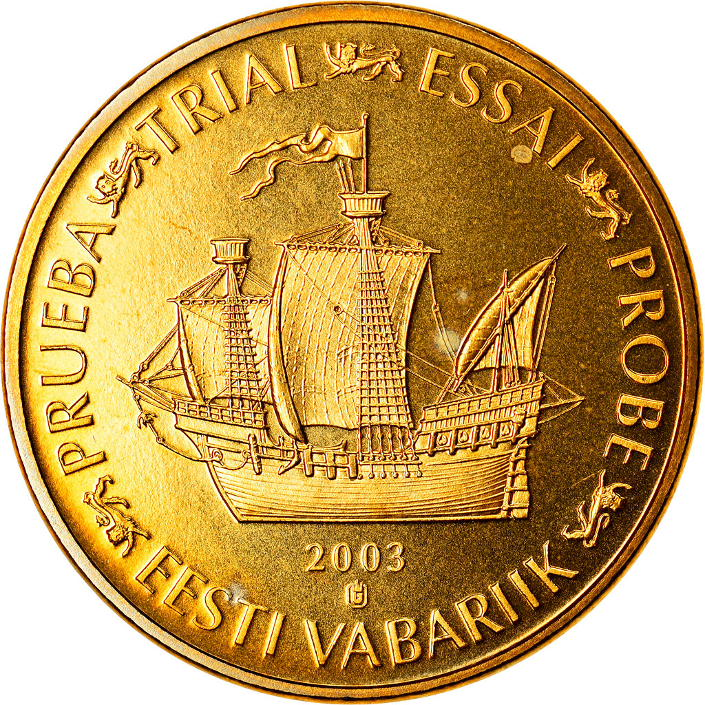 Estonia, Medaille, 50 C, Essai Trial, 2003, Exonumia, STGL, Copper-Nickel Gilt
