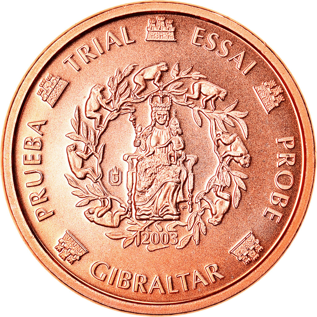 Gibraltar, Medal, 1 C, Essai Trial, 2003, Exonumia, MS(65-70), Copper Plated