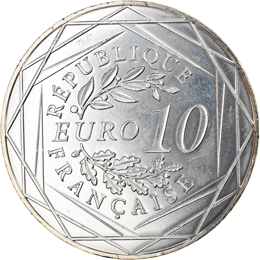 France, 10 Euro, UEFA Euro 2016, 2016, Paris, MS(64), Silver