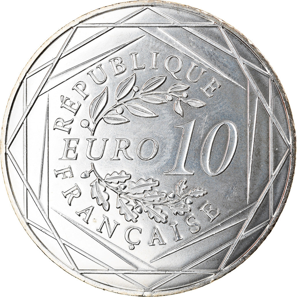 France, 10 Euro, UEFA Euro 2016, 2016, Paris, MS(63), Silver