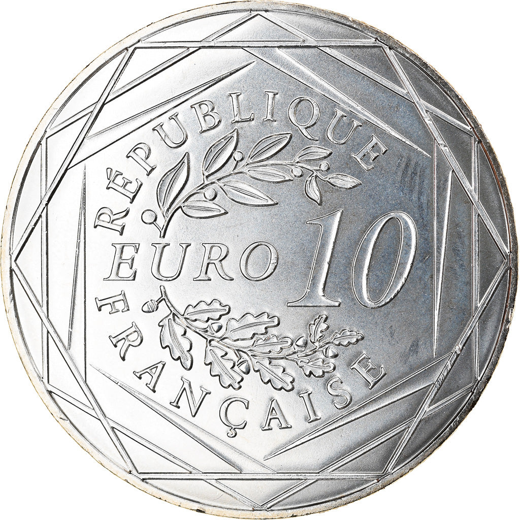 France, 10 Euro, UEFA Euro 2016, 2016, Paris, MS(64), Silver