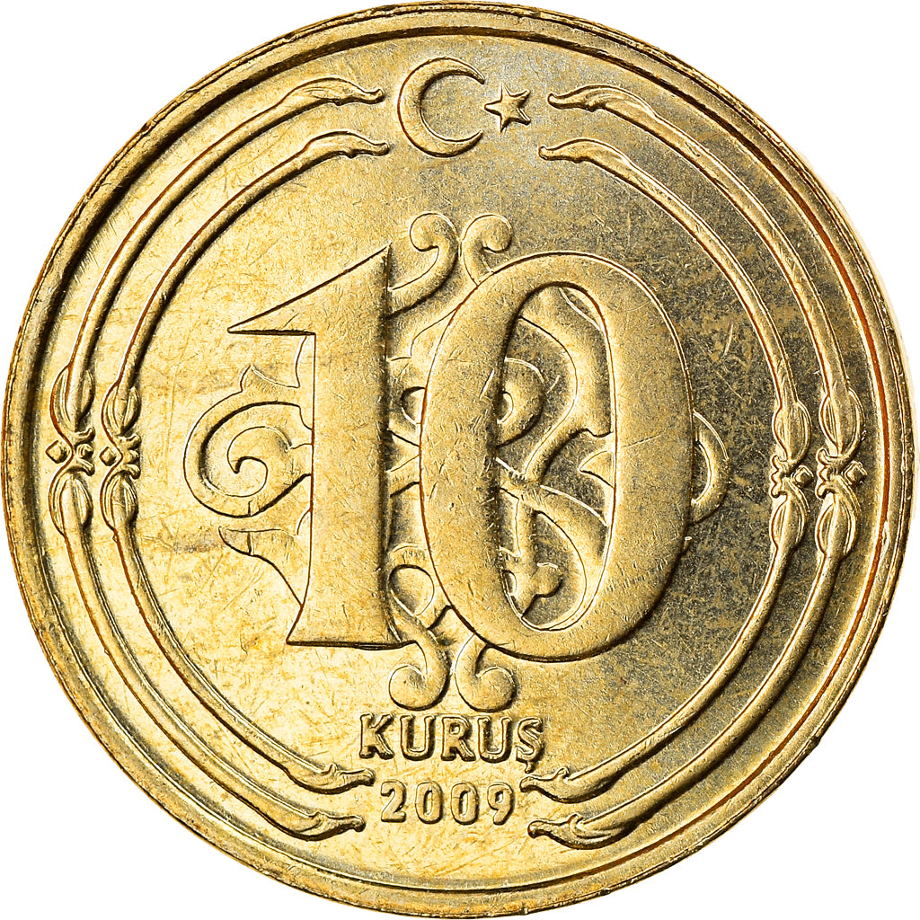 Monnaie, Turquie, 10 Kurus, 2009, SPL+, Laiton, KM:1241