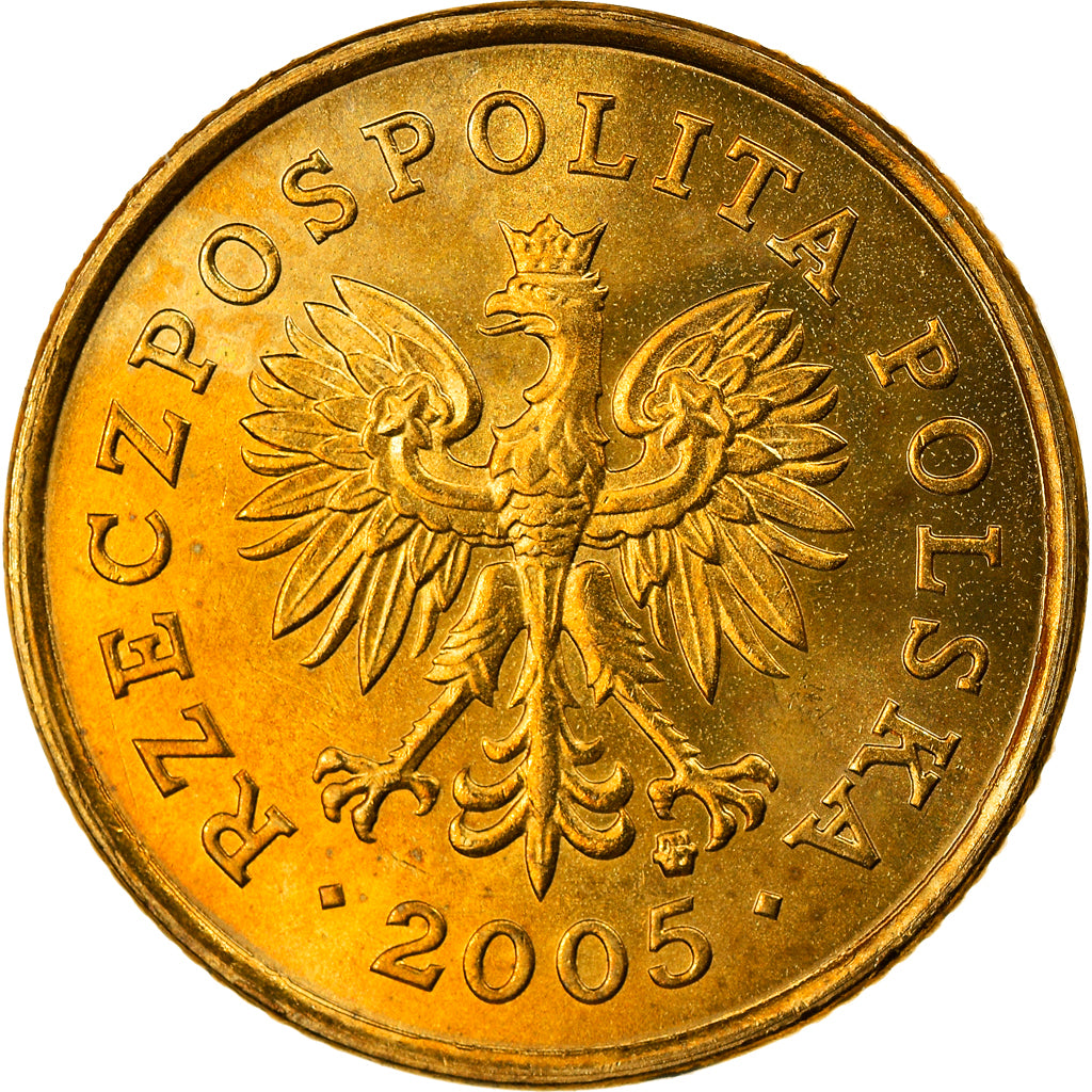Coin, Poland, 5 Groszy, 2005, Warsaw, MS(64), Brass, KM:278