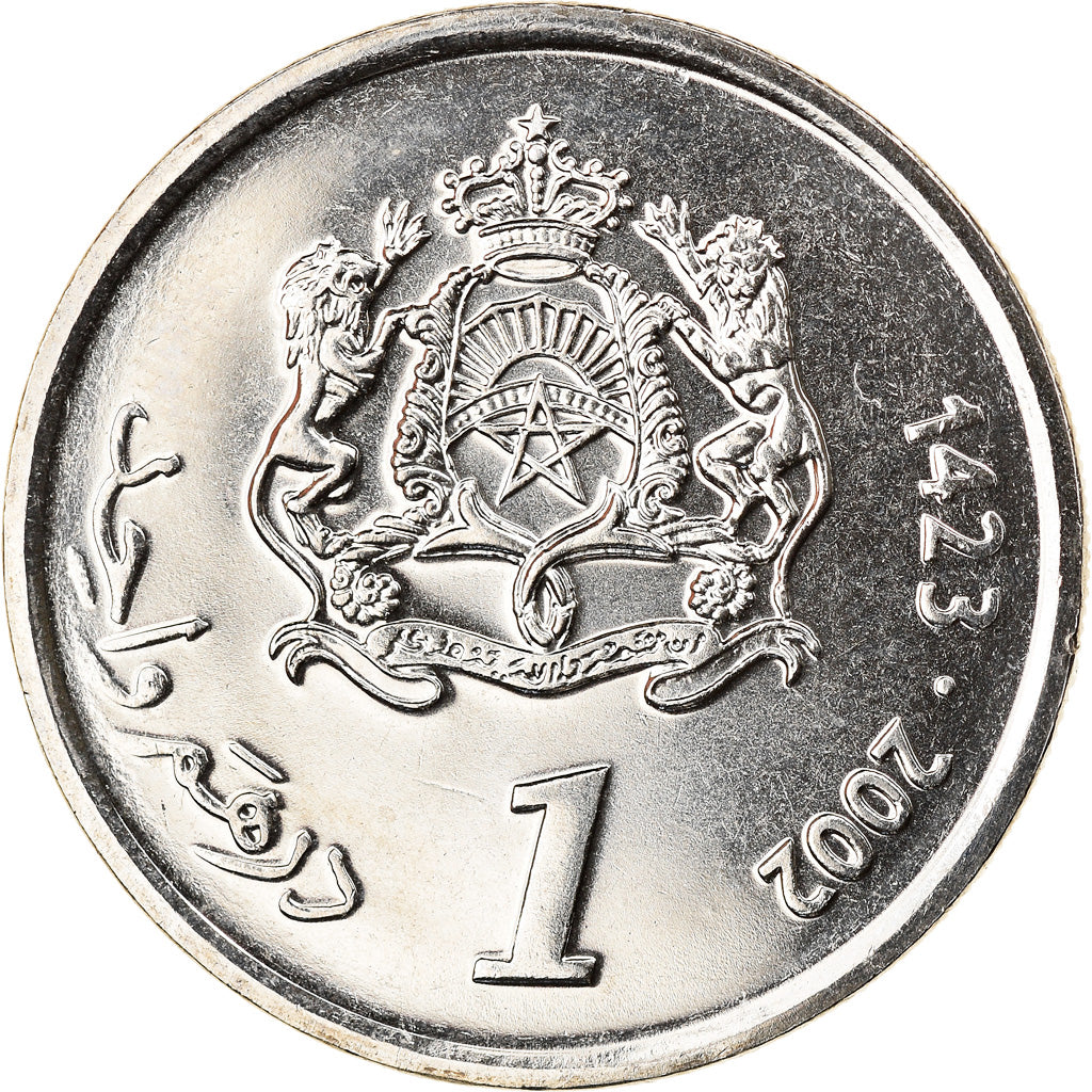 Münze, Marokko, Mohammed VI, Dirham, 2002, UNZ+, Copper-nickel, KM:117