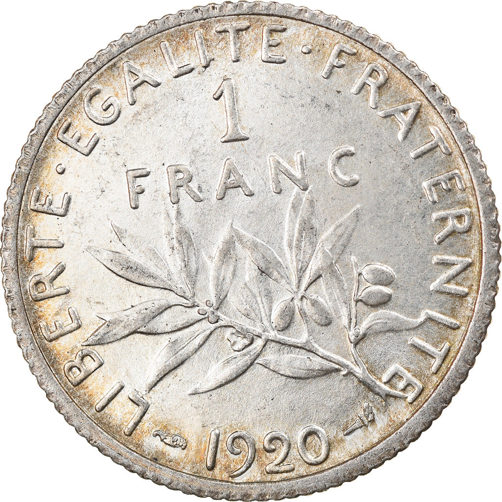 Coin, France, Semeuse, Franc, 1920, Paris, MS(60-62), Silver, KM:844.1