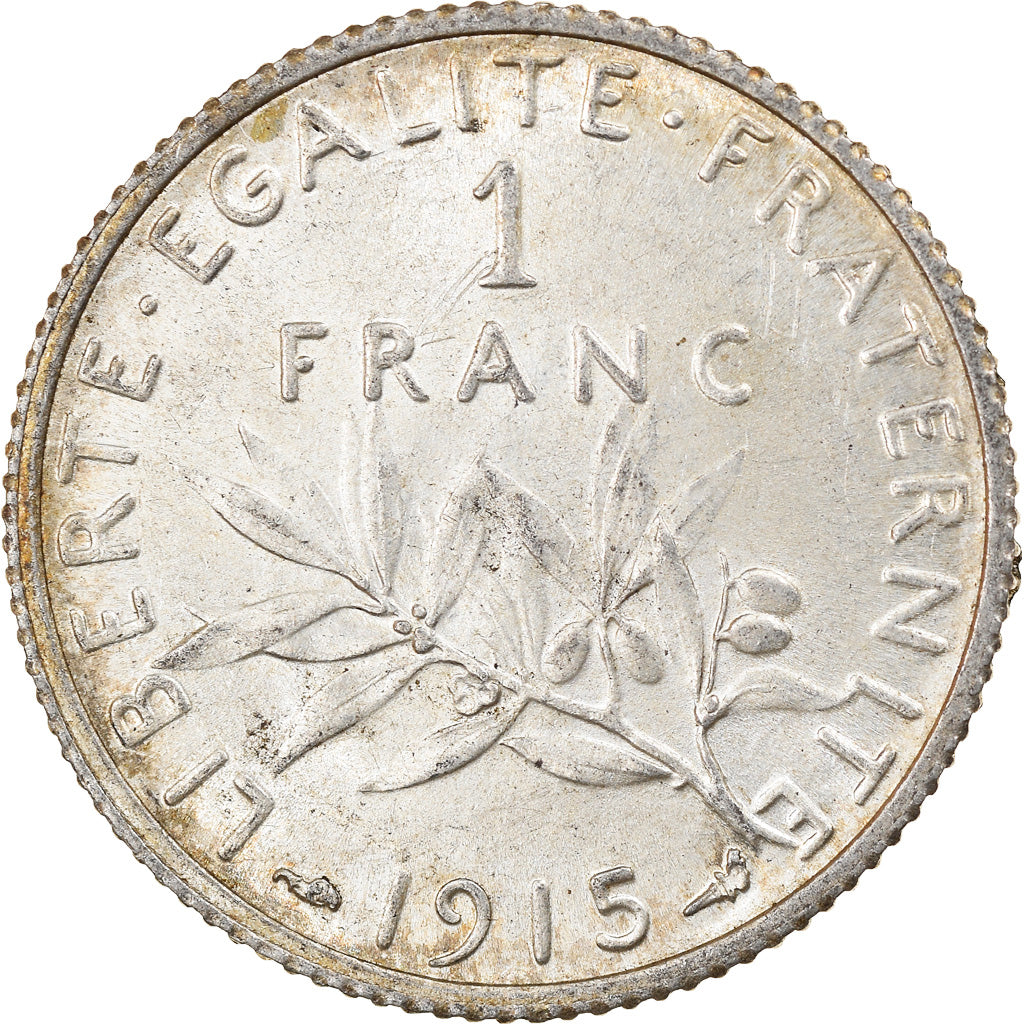 Coin, France, Semeuse, Franc, 1915, Paris, AU(55-58), Silver, KM:844.1