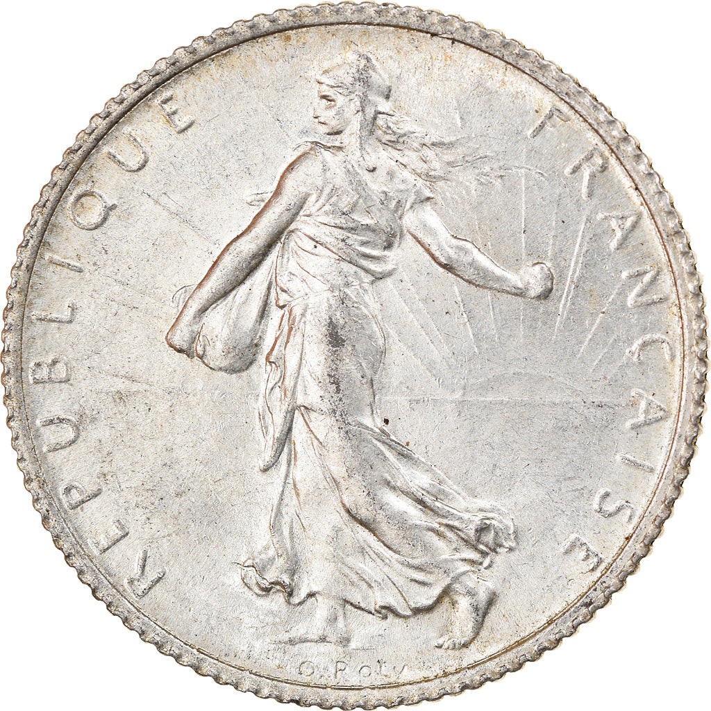 Coin, France, Semeuse, Franc, 1915, Paris, MS(60-62), Silver, KM:844.1