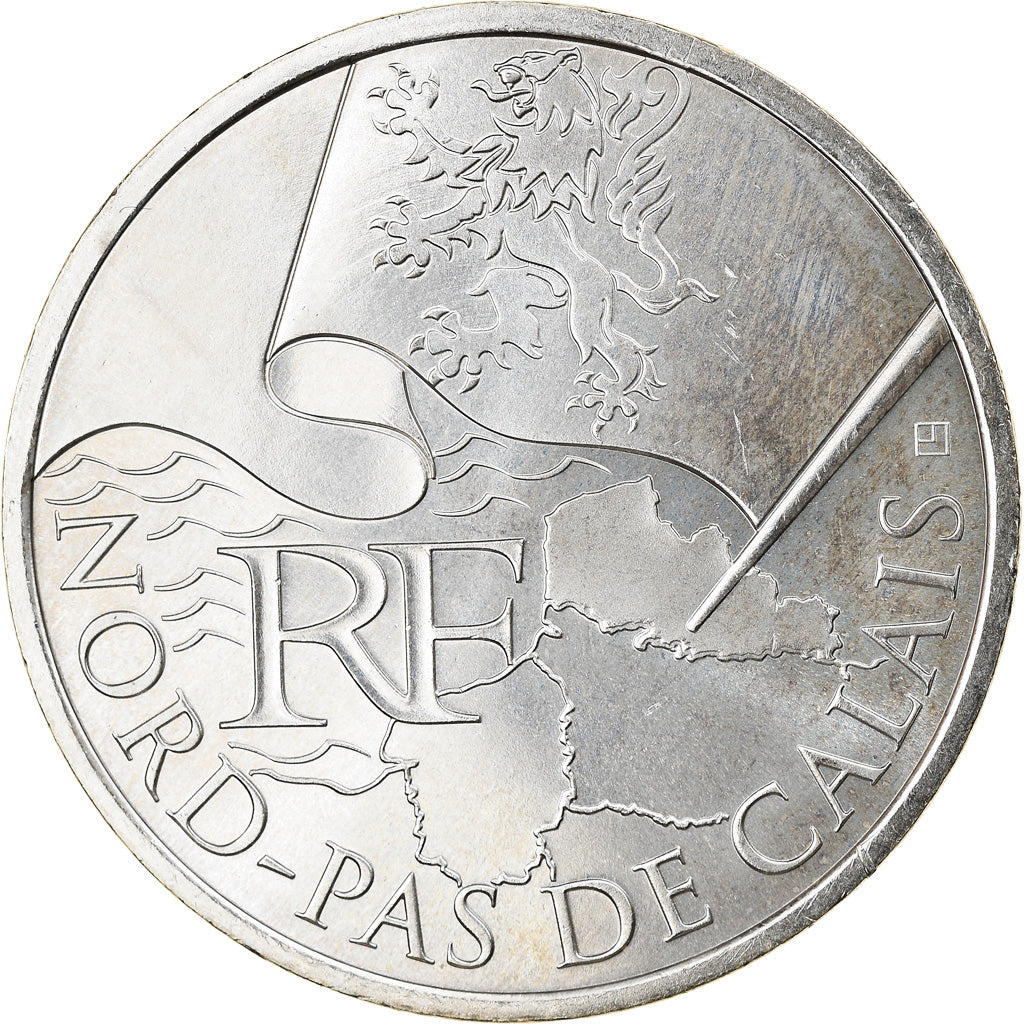 France, 10 Euro, Nord-Pas de Calais, 2010, Paris, MS(64), Silver, Gadoury:EU399