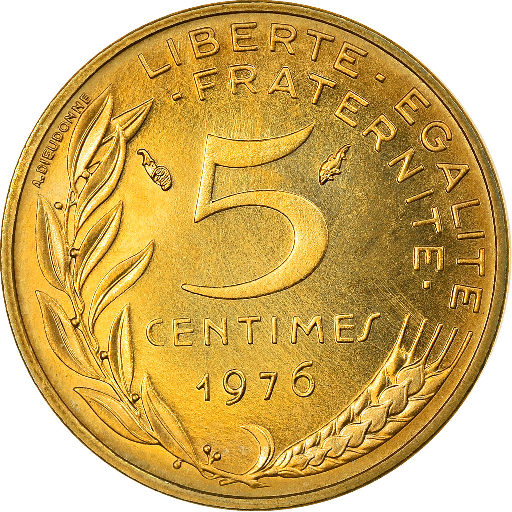 Coin, France, Marianne, 5 Centimes, 1976, Paris, FDC, MS(65-70)