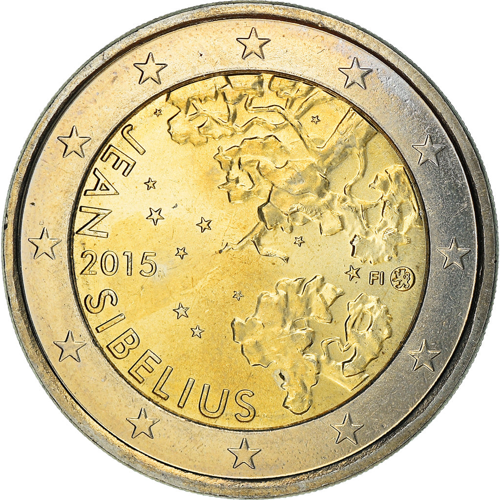 Finlandia, 2 Euro, Jean Sibelius, 2015, Vantaa, MS(60-62), Bimetaliczny