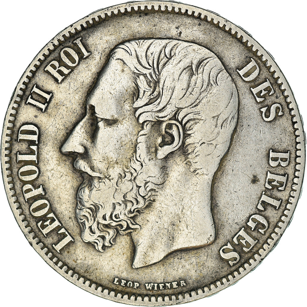 Moeda, Bélgica, Leopold II, 5 Francs, 5 Frank, 1873, EF(40-45), Prata, KM:24