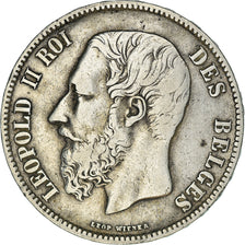 Moneta, Belgio, Leopold II, 5 Francs, 5 Frank, 1873, BB, Argento, KM:24