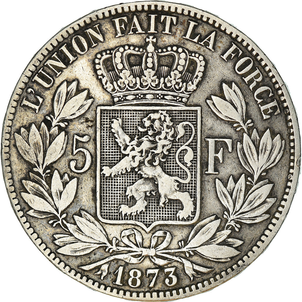 Moeda, Bélgica, Leopold II, 5 Francs, 5 Frank, 1873, EF(40-45), Prata, KM:24