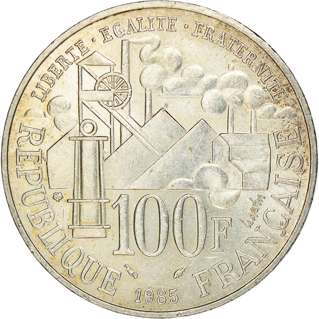 Moeda, França, Germinal, 100 Francs, 1985, AU(50-53), Prata, KM:957