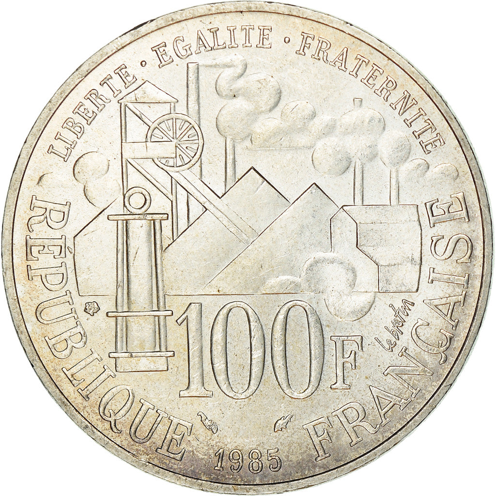 Munten, Frankrijk, Germinal, 100 Francs, 1985, PR+, Zilver, KM:957, Gadoury:900