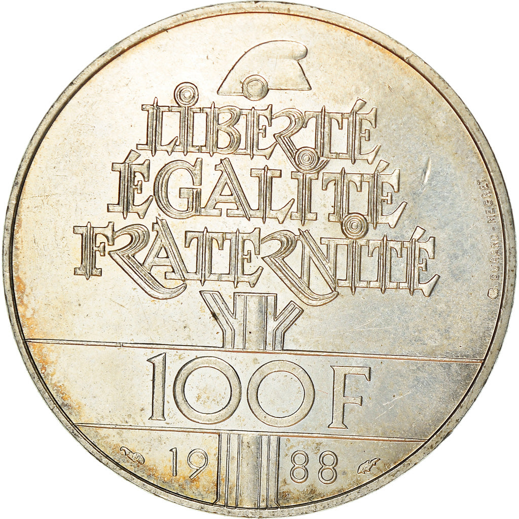 Munten, Frankrijk, 100 Francs, 1988, PR, Zilver, KM:P999, Gadoury:237.P1