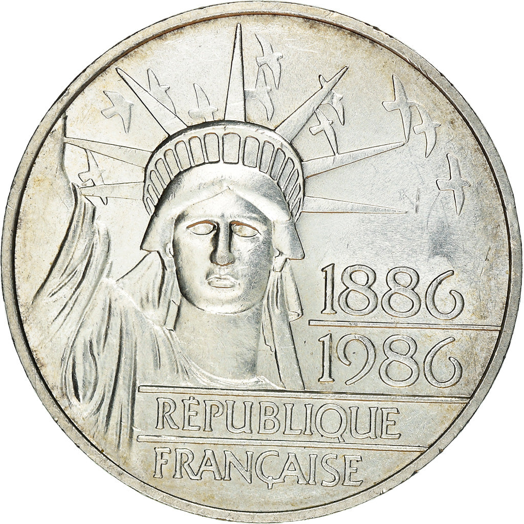 Coin, France, Statue de la Liberté, 100 Francs, 1986, MS(60-62), Silver
