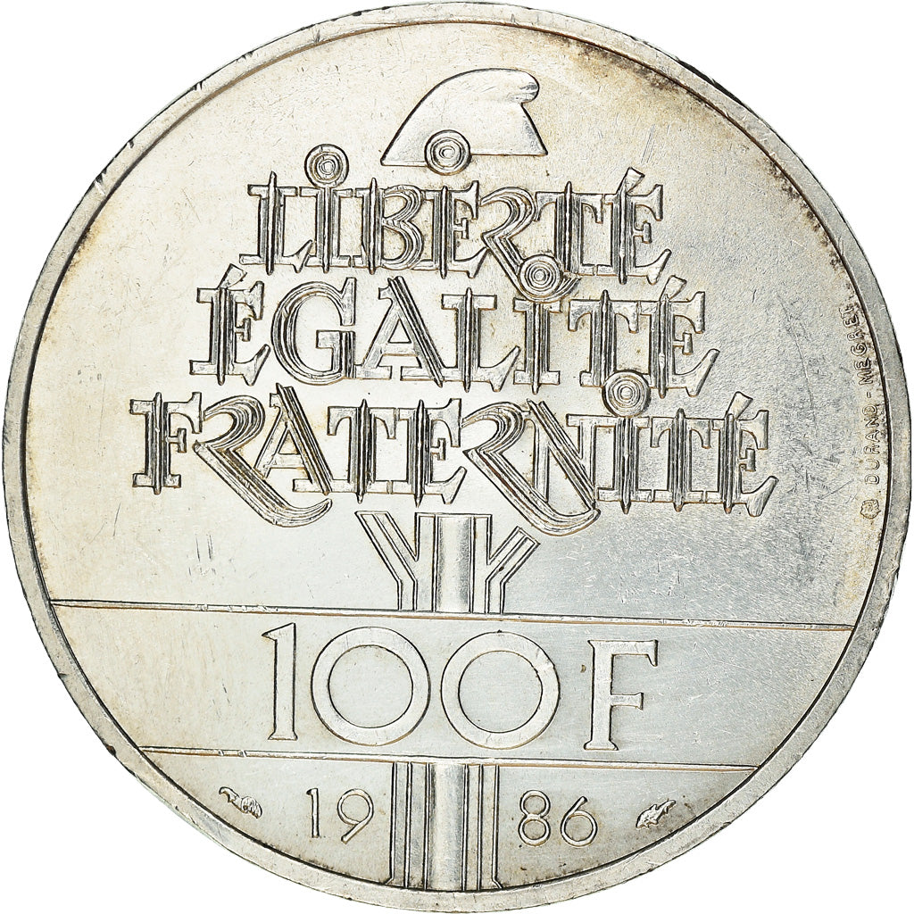 Coin, France, Statue de la Liberté, 100 Francs, 1986, MS(60-62), Silver