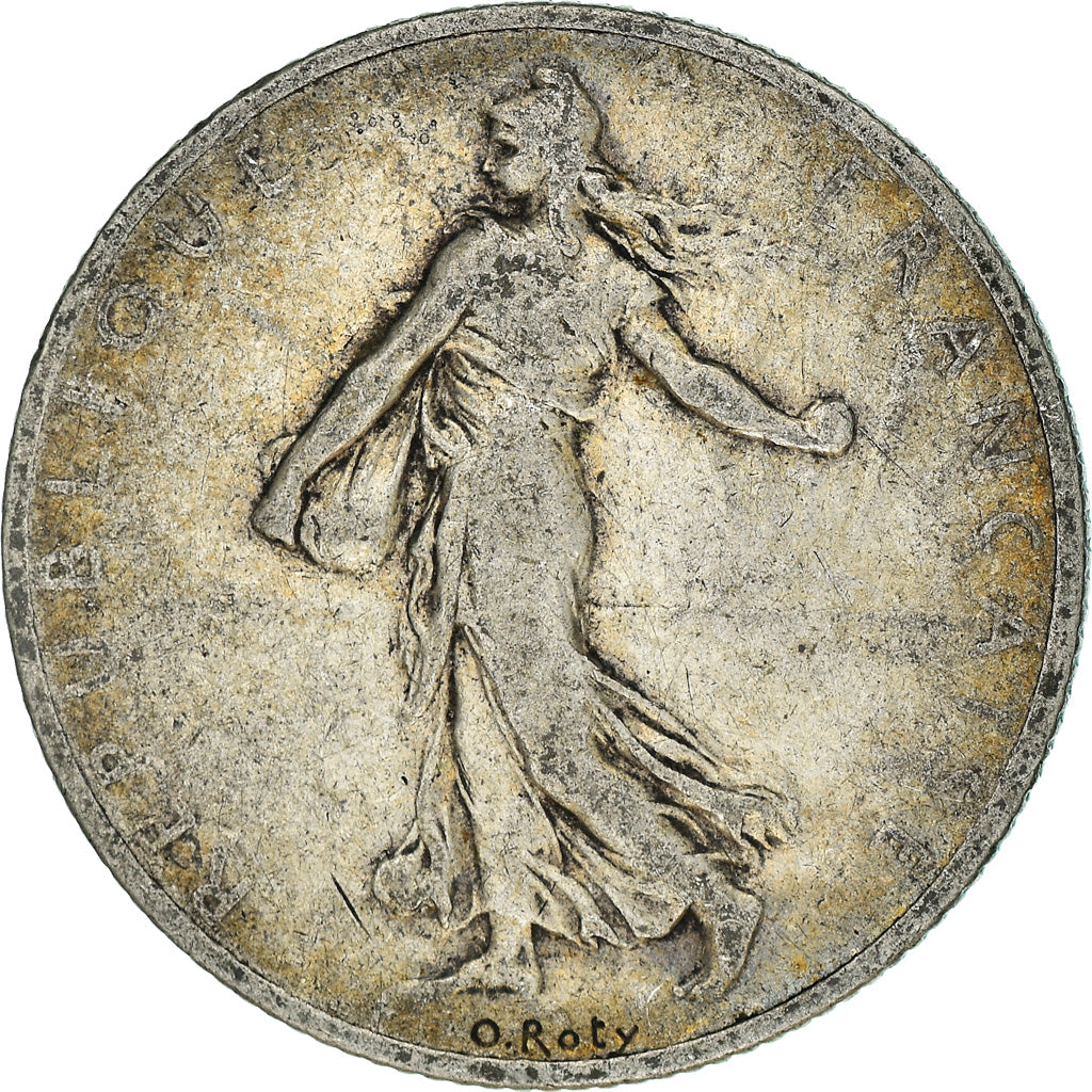 Moneda, Francia, Semeuse, 2 Francs, 1901, Paris, BC+, Plata, KM:845.1