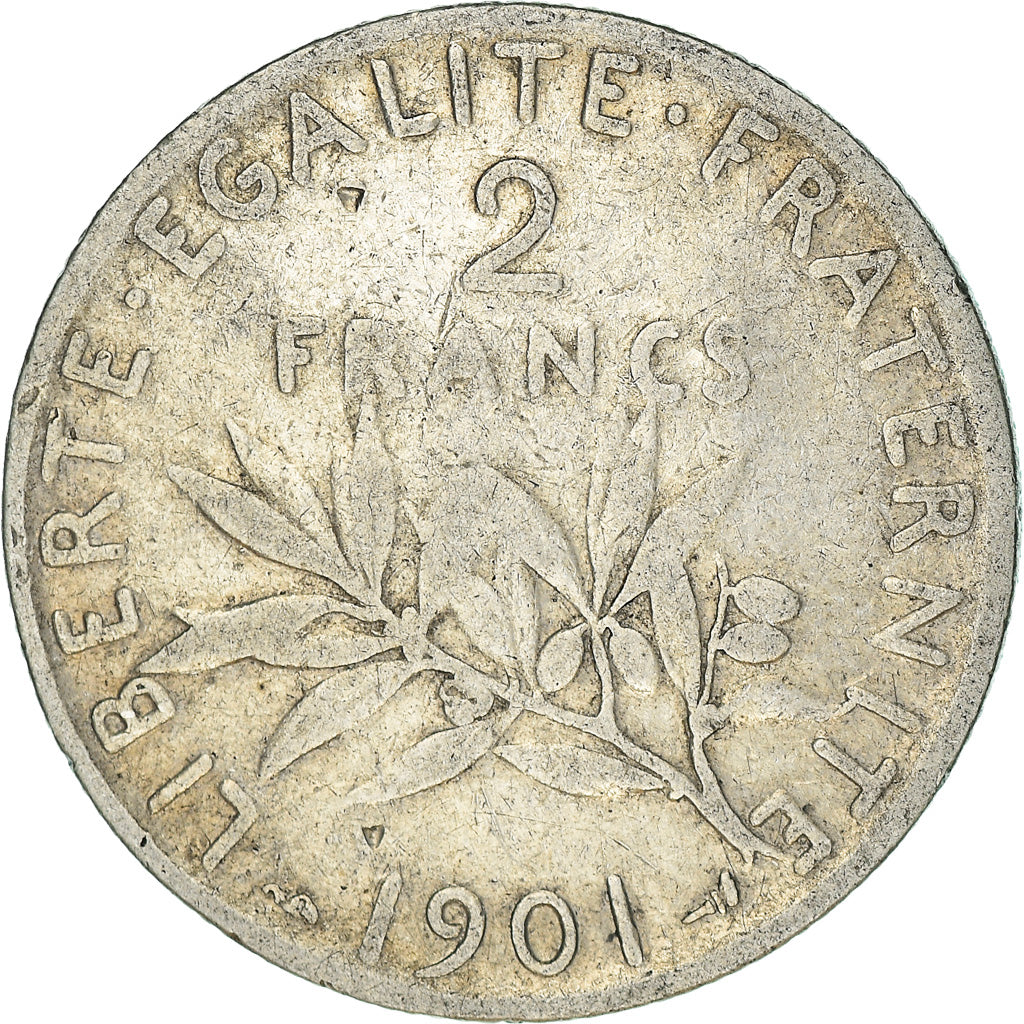 Moneta, Francja, Semeuse, 2 Francs, 1901, Paris, VF(30-35), Srebro, KM:845.1