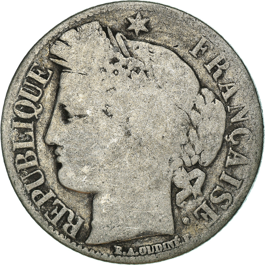 Coin, France, Cérès, Franc, 1871, Paris, VF(20-25), Silver, KM:822.1