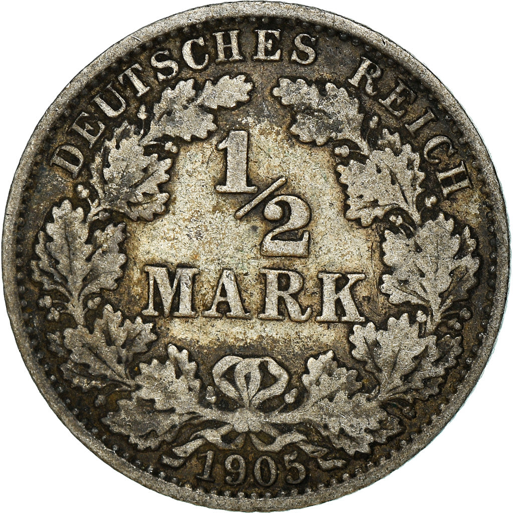 Coin, GERMANY - EMPIRE, 1/2 Mark, 1905, Berlin, VF(20-25), Silver, KM:17