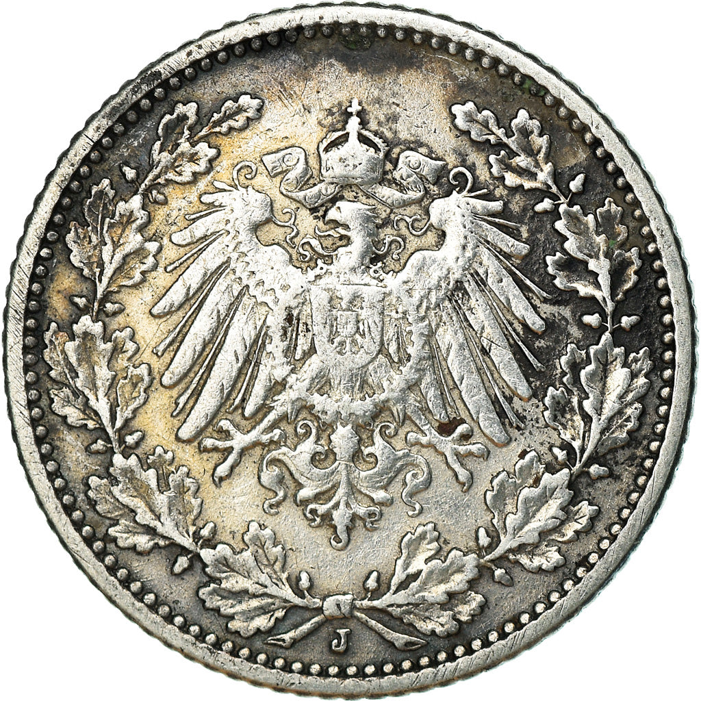 Coin, GERMANY - EMPIRE, 1/2 Mark, 1905, Munich, EF(40-45), Silver, KM:17