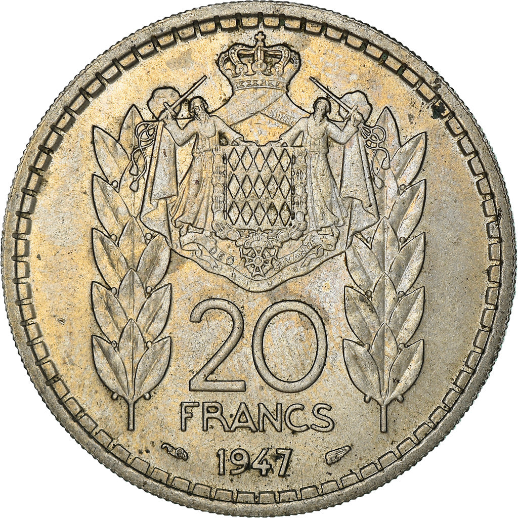 Coin, Monaco, Louis II, 20 Francs, Vingt, 1947, Poissy, EF(40-45)
