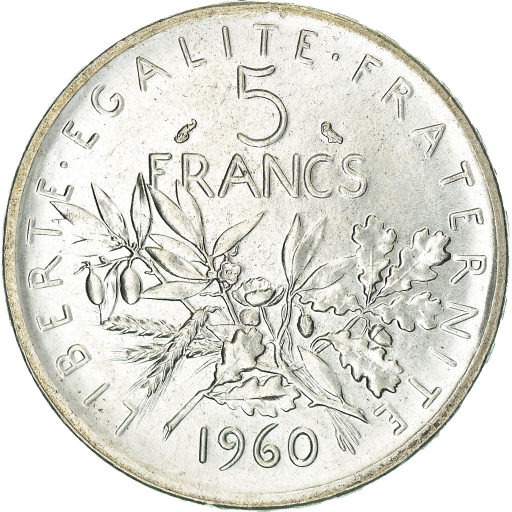 Coin, France, Semeuse, 5 Francs, 1960, MS(65-70), Silver, KM:926, Gadoury:770