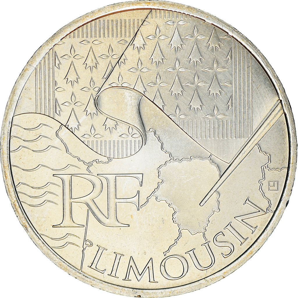 França, 10 Euro, 2010, Paris, MS(63), Prata, KM:1660