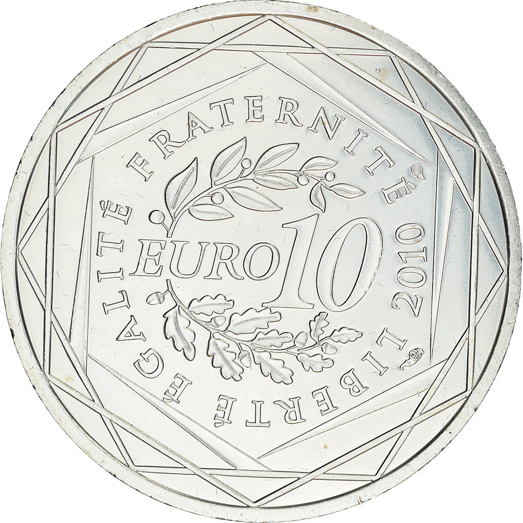 França, 10 Euro, 2010, Paris, Martinique, MS(63), Prata, KM:1662