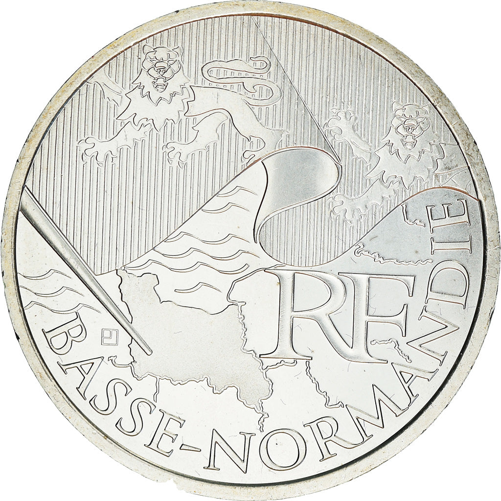 França, 10 Euro, 2010, Paris, MS(63), Prata, KM:1647