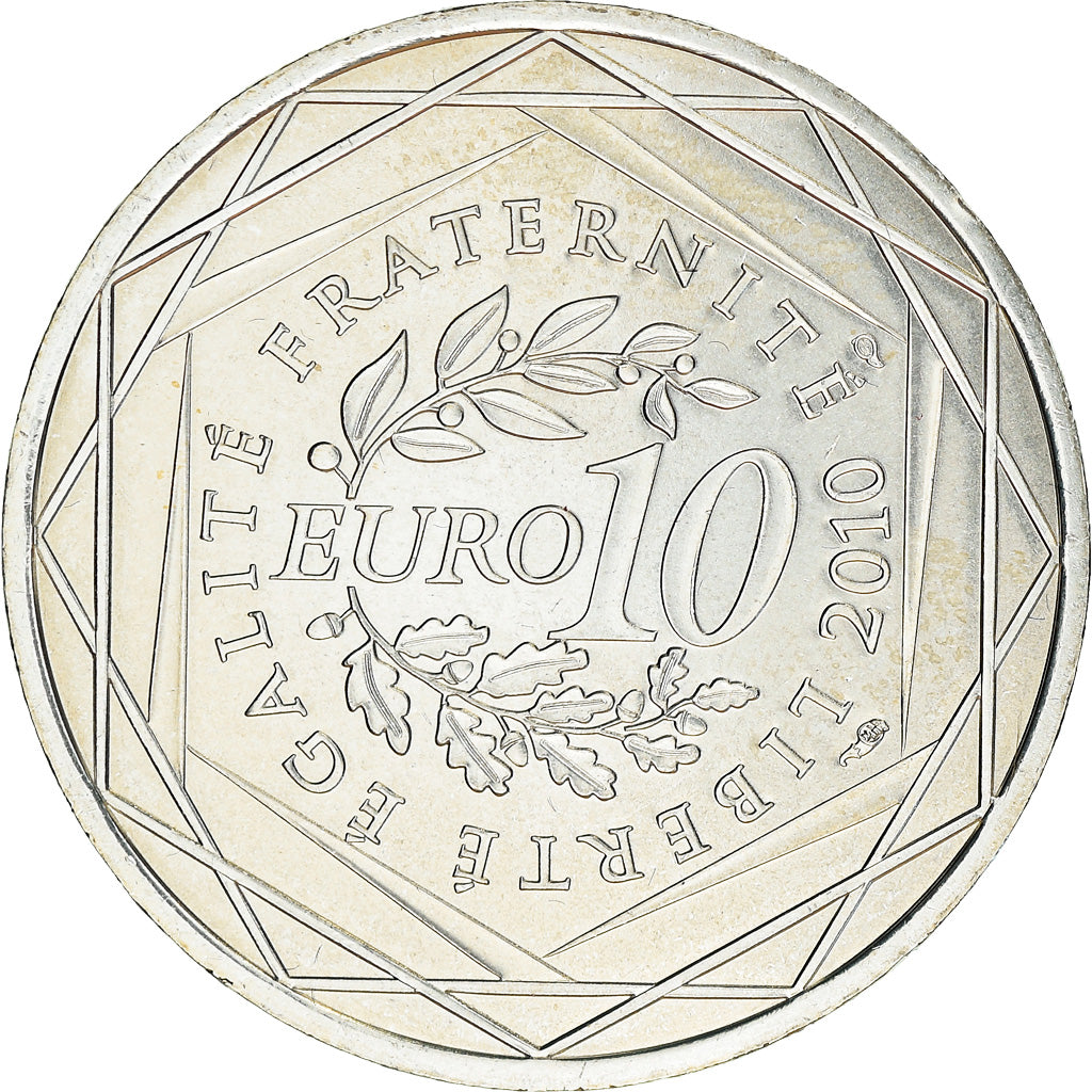França, 10 Euro, Bretagne, 2010, Paris, MS(64), Prata, KM:1648