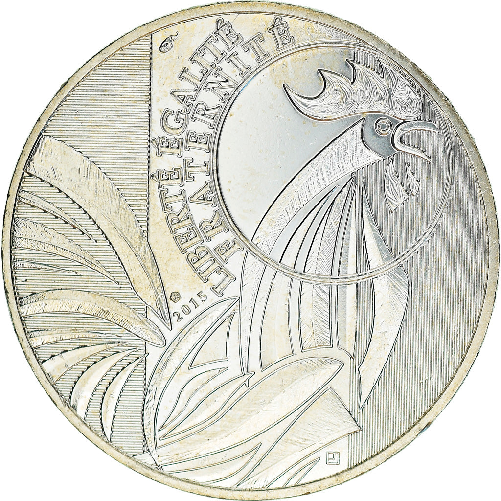 França, 10 Euro, Coq, 2015, Paris, MS(64), Prata