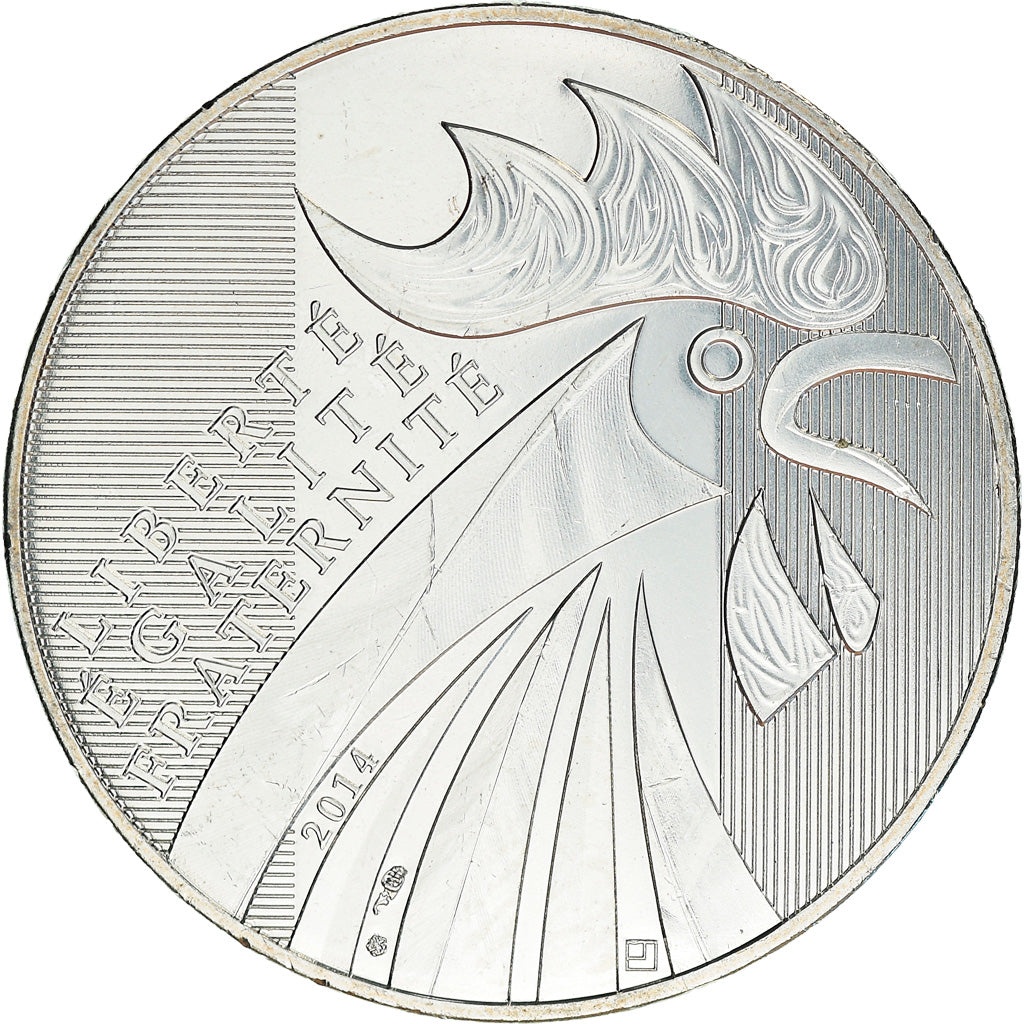 France, 10 Euro, Coq, 2014, MS(64), Silver