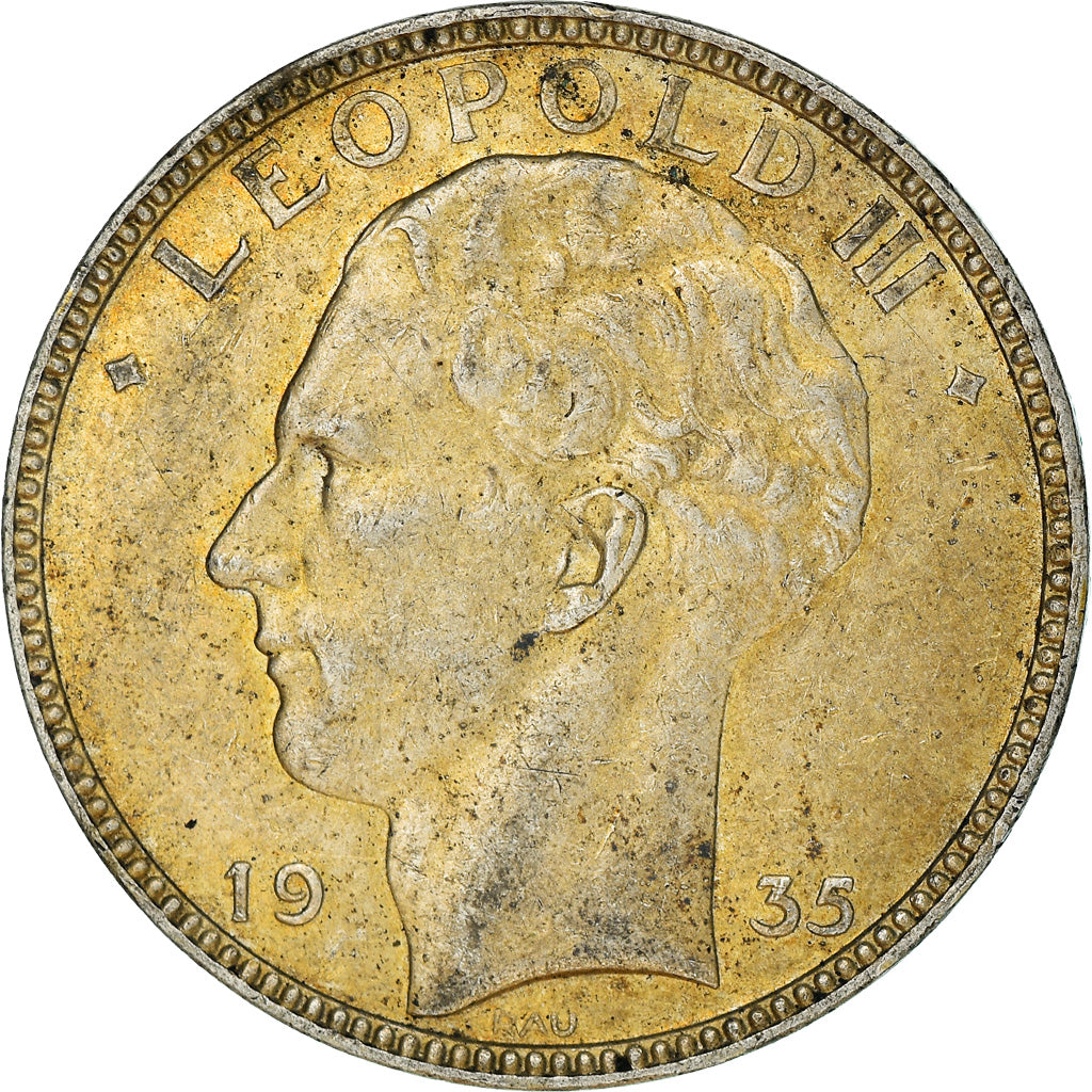 Belgium, 20 Francs, 20 Frank, 1935, EF(40-45), Silver, KM:105