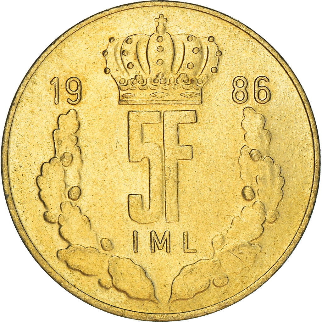 Moneta, Lussemburgo, Jean, 5 Francs, 1986, BB, Alluminio-bronzo, KM:60.1
