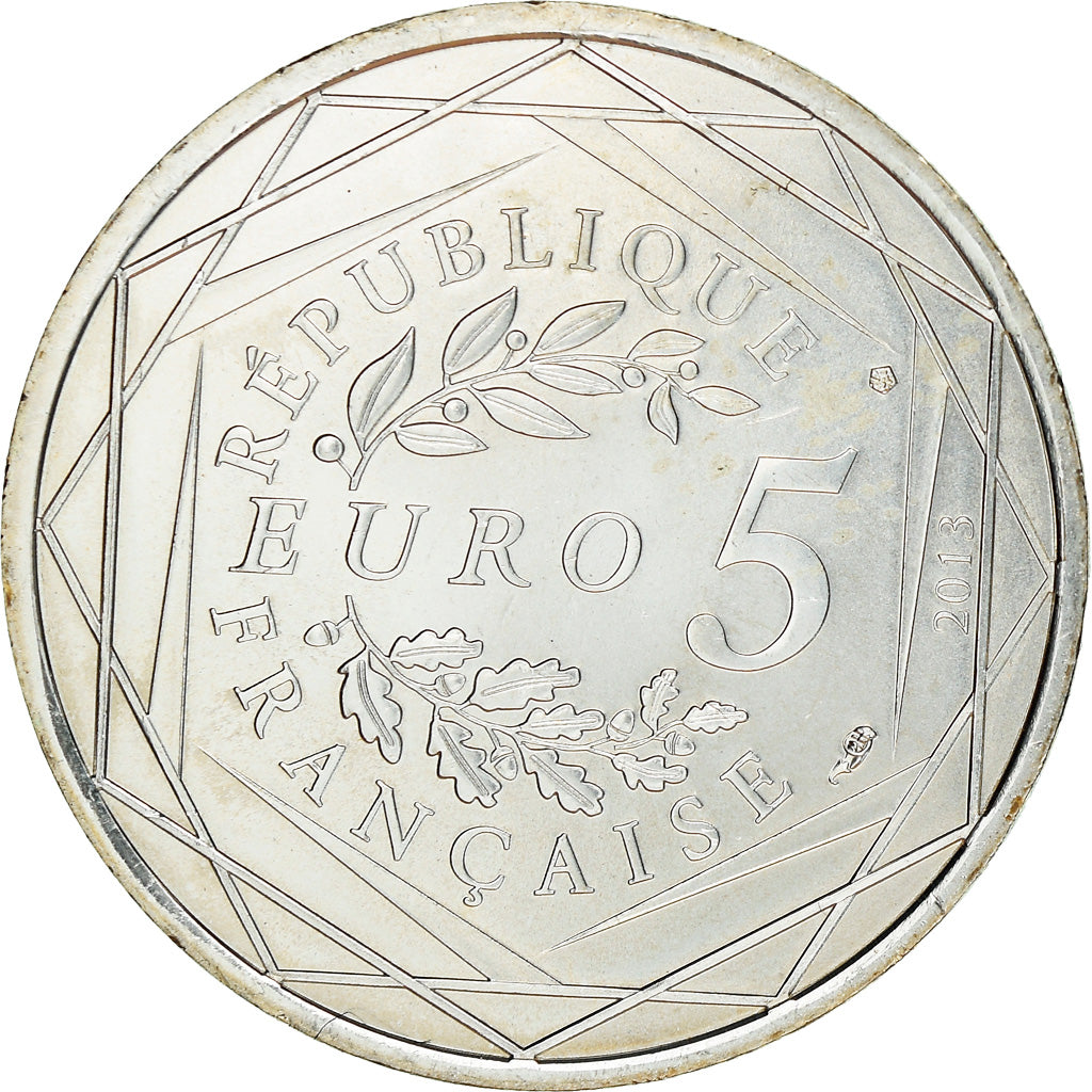 França, 5 Euro, Fraternité, 2013, MS(65-70), Prata, Gadoury:EU647