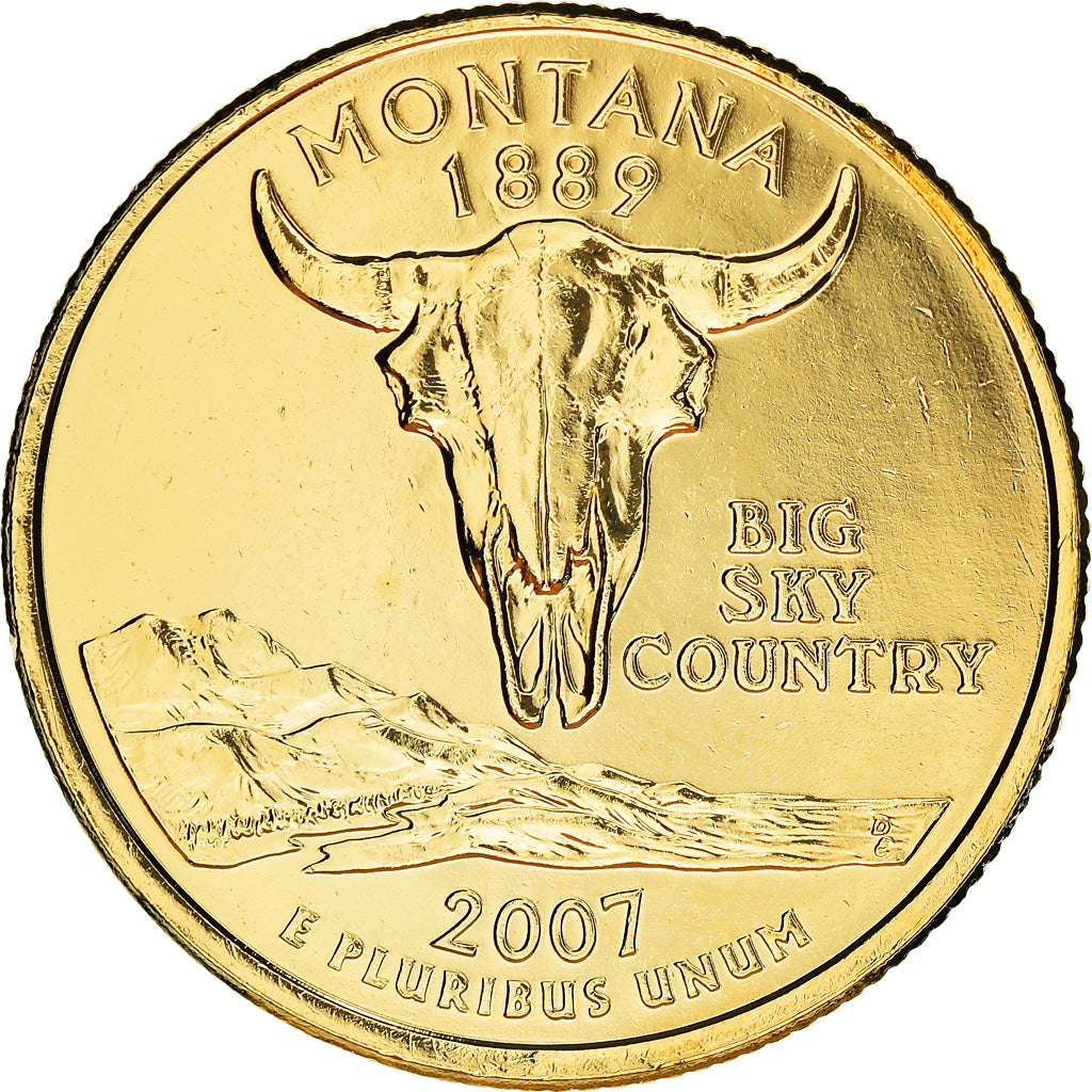 Coin, United States, Montana, Quarter, 2007, U.S. Mint, Denver, golden