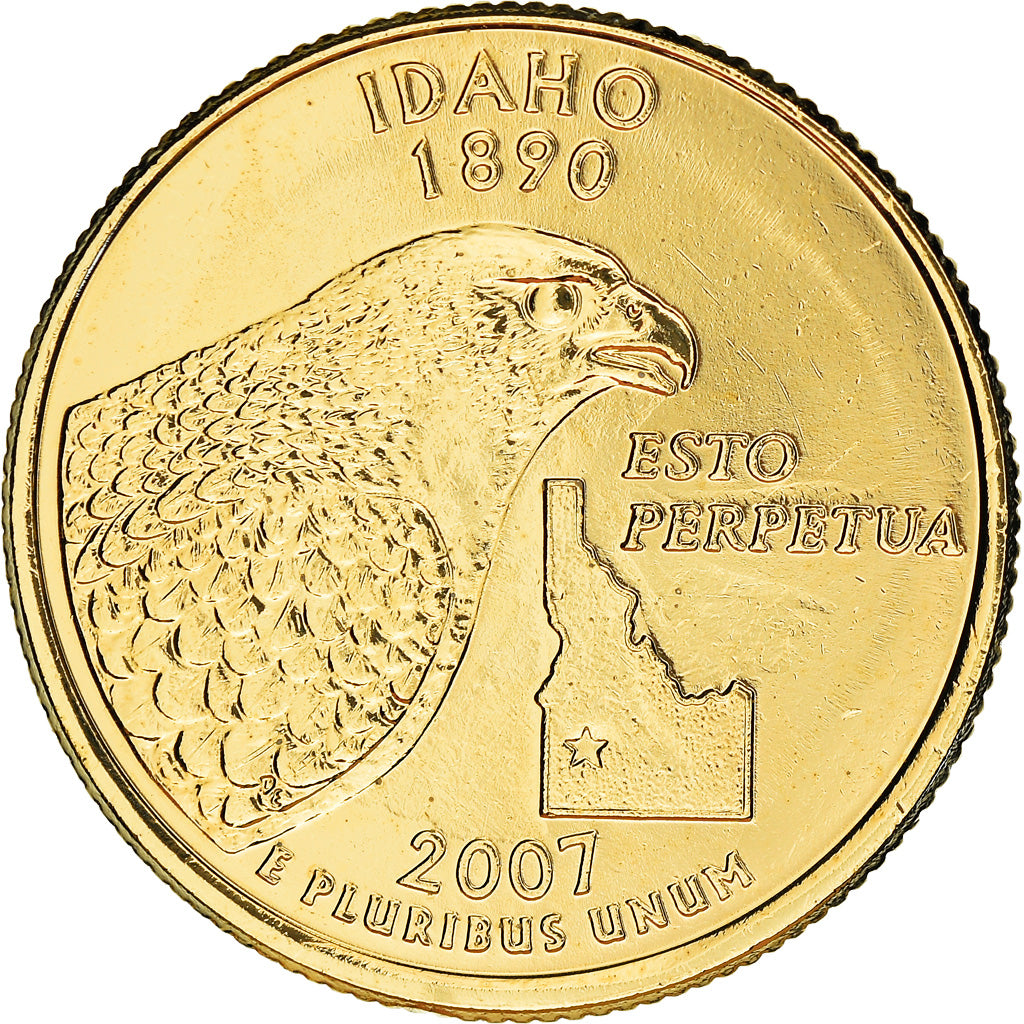 Moneta, Stati Uniti, Idaho, Quarter, 2007, golden, FDC, Rame-nichel
