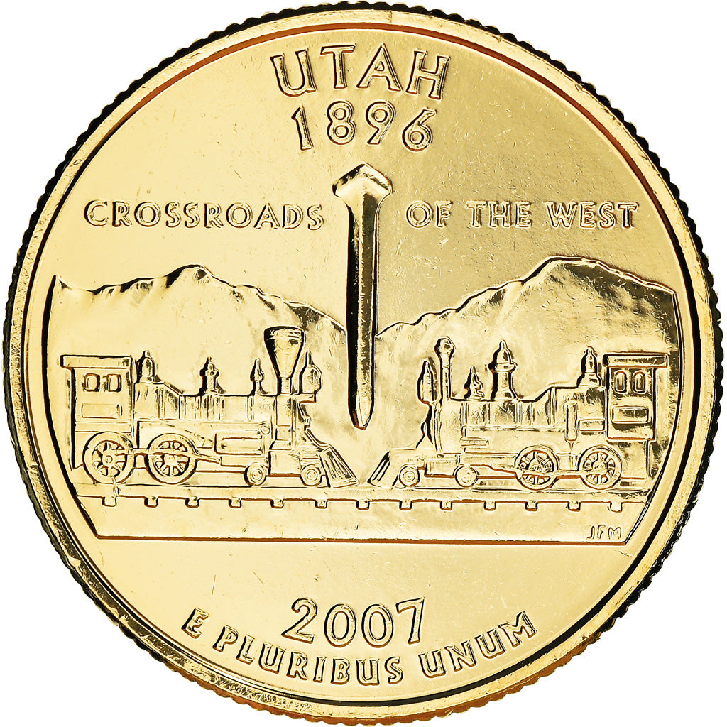 Coin, United States, Utah, Quarter, 2007, U.S. Mint, Denver, golden, MS(65-70)