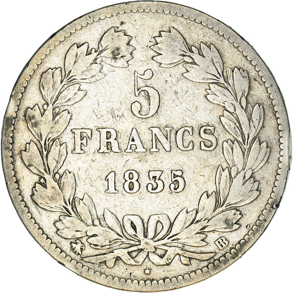 Coin, France, Louis-Philippe, 5 Francs, 1835, Strasbourg, VF(20-25), Silver