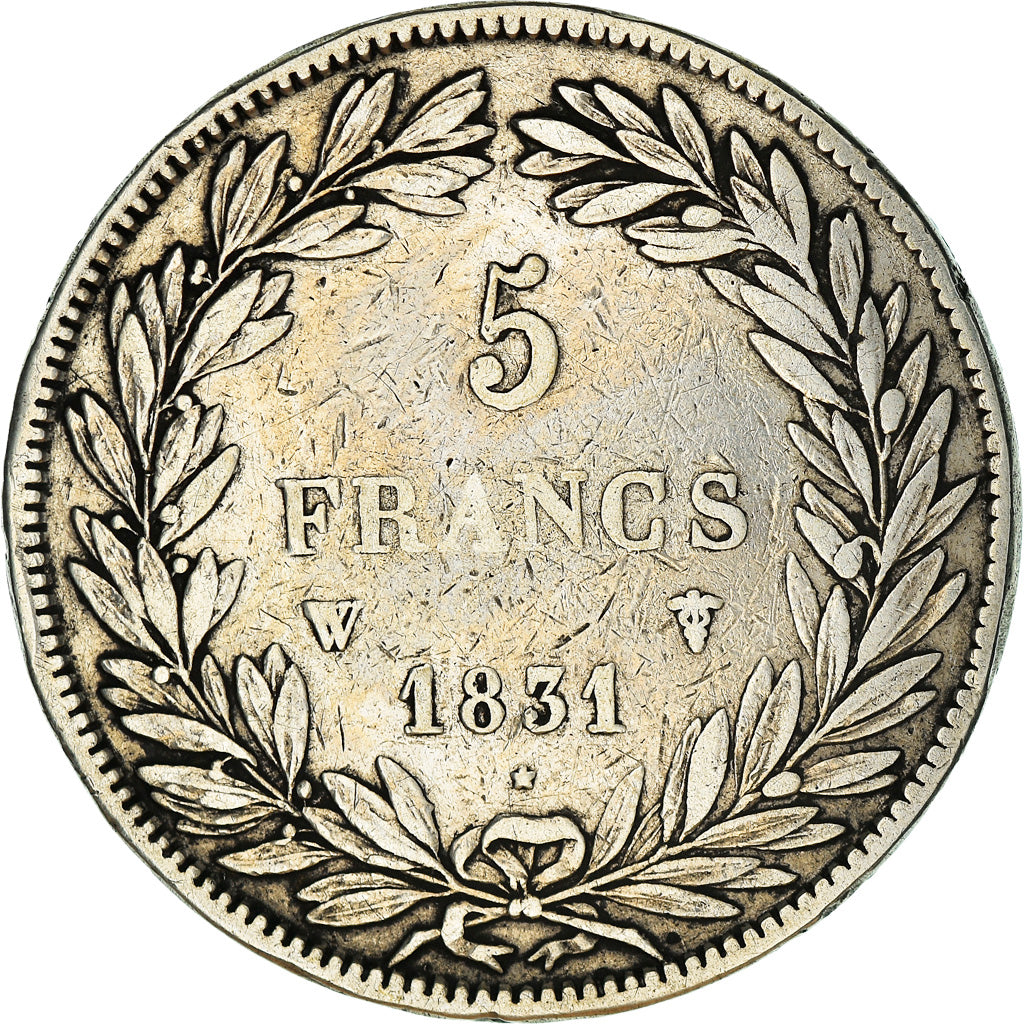 Moneda, Francia, Louis-Philippe, 5 Francs, 1831, Lille, MBC, Plata, KM:735.13