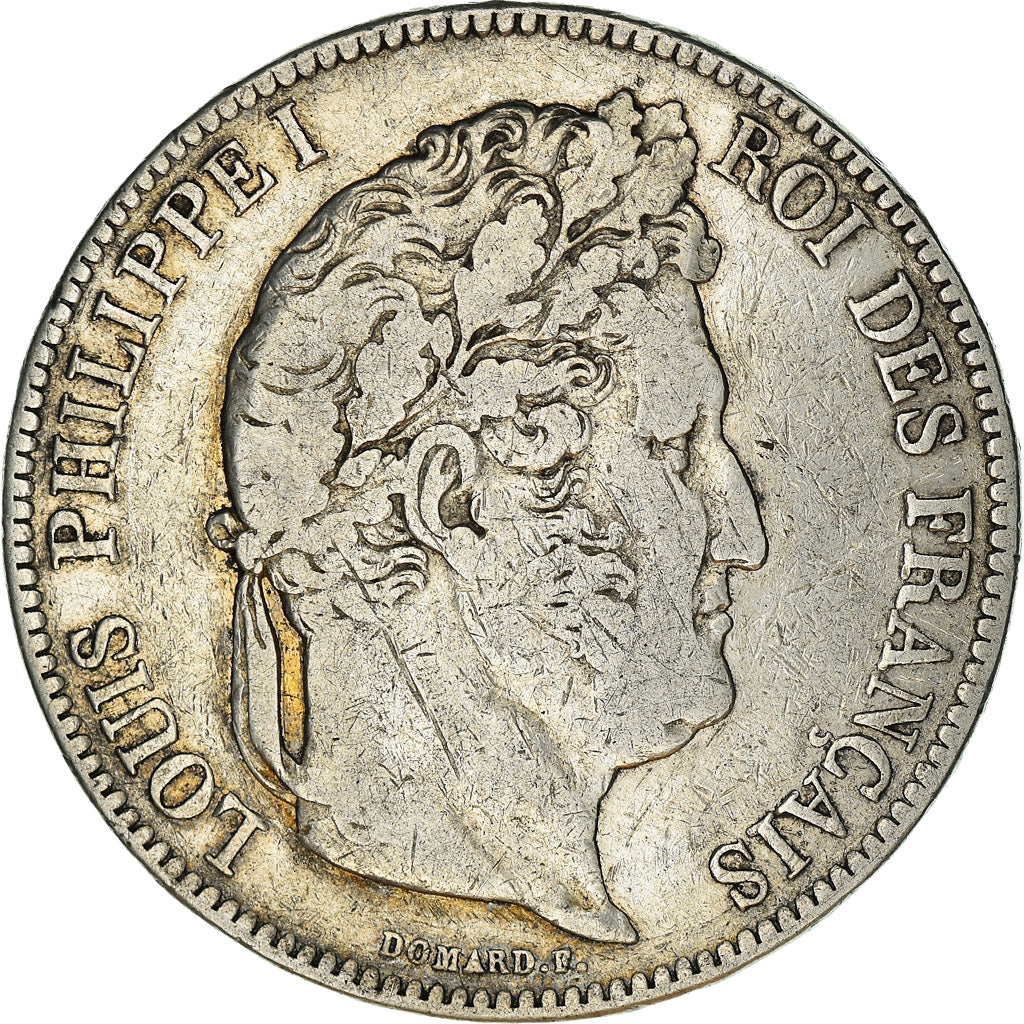 Moneda, Francia, Louis-Philippe, 5 Francs, 1833, Paris, BC+, Plata, KM:749.1